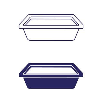 Simple illustration of a rectangular tray icon in two color variations vector
