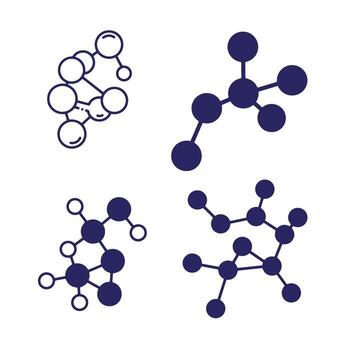Molecular structure illustrations in dark blue on white background suitable for educational resources vector