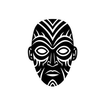 Tribal Mask Face with Intricate Patterns and Dark Features. vector