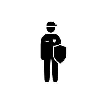 Security Guard Holding Shield Icon Symbol. vector