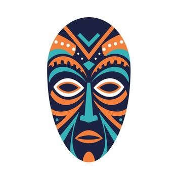 Intricate African Mask with Colorful Geometric Patterns and Designs. vector