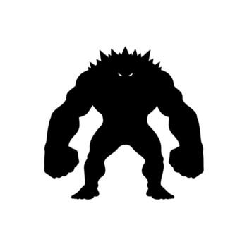 Powerful silhouette of a monstrous creature with sharp spikes. vector