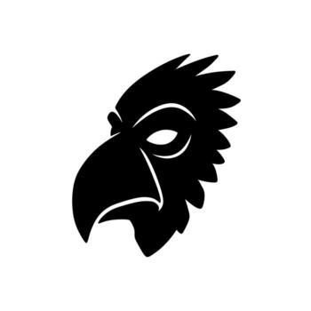 Silhouette of a Bird Head with Sharp Beak and Feathers. vector
