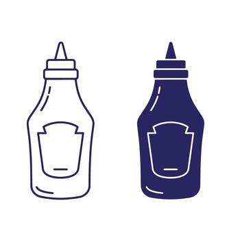 ilustración de un salsa de tomate botella y colorante página icono en dos diferente color esquemas vector