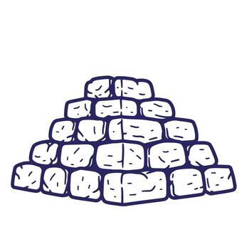 mano dibujado ilustración de un Roca pirámide estructura o apilado bloques edificio diseño vector