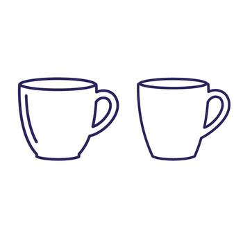Simple outlined drawings of two coffee mugs in different shapes on a white background vector