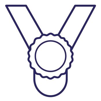 Minimalist linear illustration of a gold medal award with a ribbon for achievement recognition vector