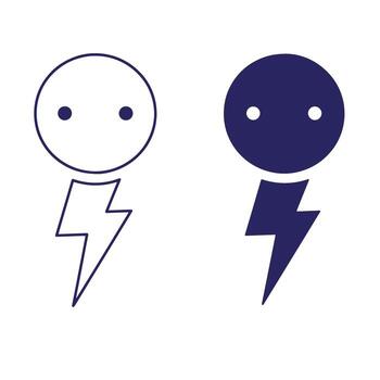 dos sonriente relámpago tornillo emblemas en azul y blanco resumido con un minimalista estilo vector