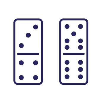 Two domino tiles showing different number combinations in a simple dark blue outline vector