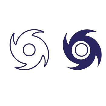 Two simplified hurricane or typhoon icons depicting intense weather conditions and danger vector