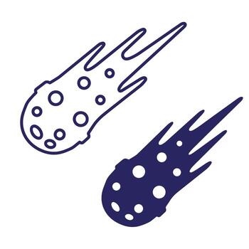 Two stylized meteor illustrations on a white background for space themed design projects vector