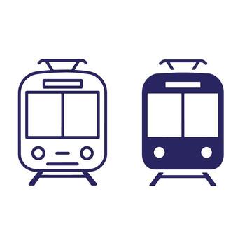 Two simple train icons representing transportation and public transit for design projects vector