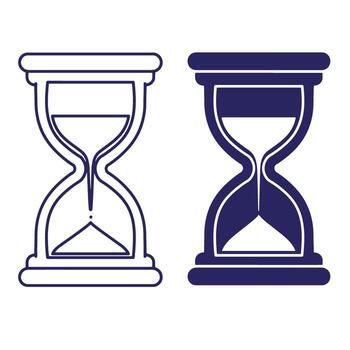 Two simple hourglass icons in different styles depicting time and concept of deadline vector