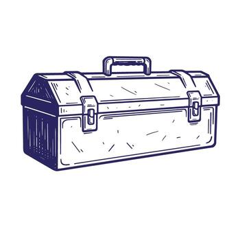 Hand drawn illustration of a closed toolbox showing details on a white background perfect for projects. vector
