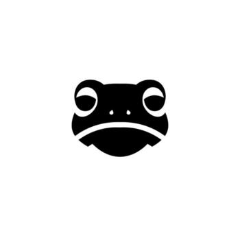 Minimalist Black Frog Head Icon on White Background. vector