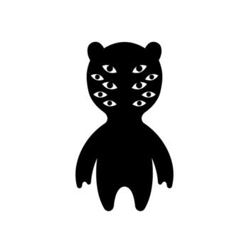 Mysterious Black Creature with Multiple Eyes Staring Intently. vector