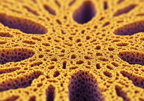 Intricate fractal pattern macro shot stunning orange purple hues detailed texture abstract natural symmetry photo