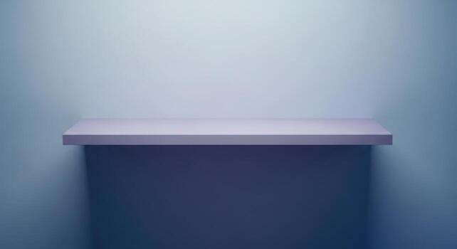 Minimalist empty shelf display with soft lighting for product presentation and showcasing items photo