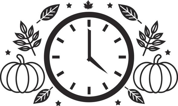 Fall Back Clock Time Change Design vector