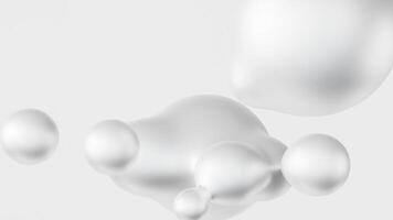 abstrakt morphing flytande vit plumpar i en metaball animation. 3d bakgrund med vätska rörelse i en sömlös slinga video