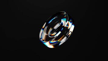 astratto bicchiere toro 3d forma ruotare su un' nero sfondo. senza soluzione di continuità looping . 4k astratto movimento grafica dinamico futuristico design video