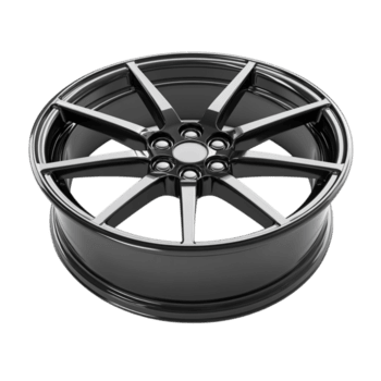 elegant svart legering hjul med en flerekrade visa upp bil- styling och prestanda isolerat på en transparent bakgrund för lätt sammansättning png