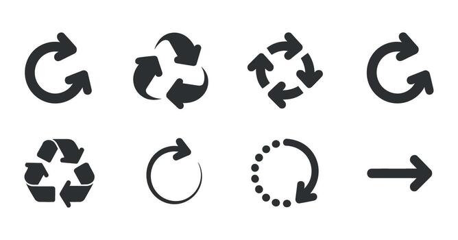 Arrows Collection Reload and Recycle Signs on Transparent Background vector