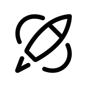 negro contorno icono de cohete lanzamiento rodeado por movimiento líneas en blanco antecedentes vector