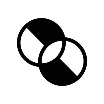 Black And White Overlapping Circles With Distinct Divisions Icon On White vector