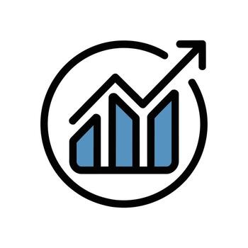 Icon of a Rising Bar Graph with Upward Arrow on White Background vector