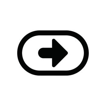 negro Derecha flecha dentro redondeado rectángulo, direccional símbolo icono en blanco antecedentes vector