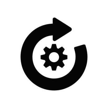 Automation Arrow With Gear Icon on White Background for Software, Process vector