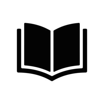 Open Book Black Icon Isolated on White Background Depicting Knowledge and Learning vector