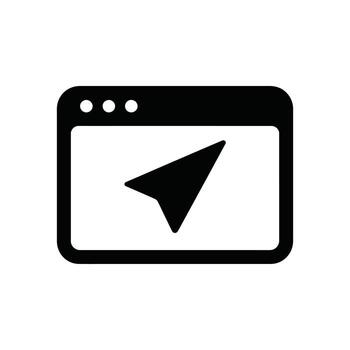 negro navegación flecha dentro navegador ventana icono en blanco fondo, interfaz elemento vector