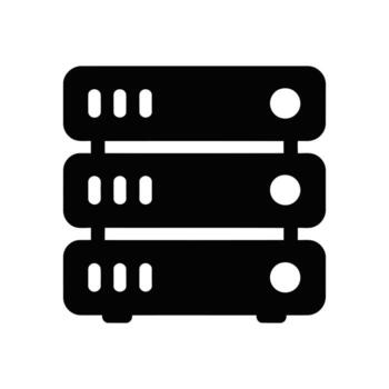 servidor icono apilado datos servidores con poder botones en negro y blanco vector