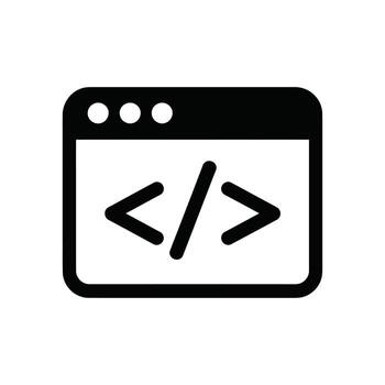 Black Code Window Icon Programming, Website Development, and Software Engineering Symbol vector