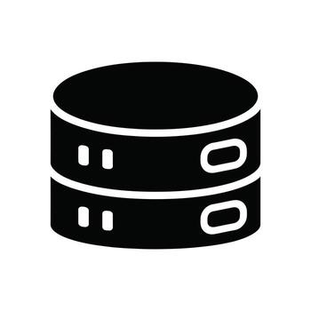 negro base de datos servidor icono en capas datos almacenamiento y Procesando ilustración en blanco antecedentes vector