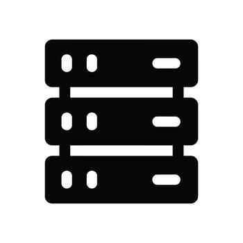 Server Icon on White Background Showing Three Data Storage Units in Black vector