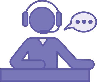 Colored Support Icon. Illustration. A Customer Support Representative Talking to a Customer via Microphone. Online Support, Help, and Assistance. Feedback Concept vector