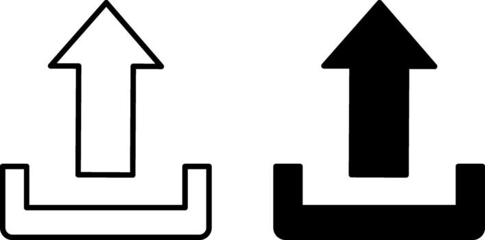 subir iconos negro y blanco ilustraciones. el proceso de transferir datos desde un computadora o dispositivo a el Internet. descargar concepto vector
