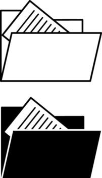 Folder Icons. Black and White Illustrations. File System Object for Organizing and Storing Other Files and Folders. Download Concept vector