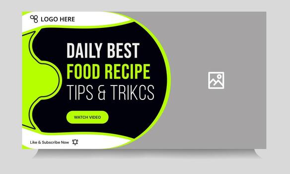 Editable best food recipe techniques cover banner design, daily food review tips and tricks thumbnail banner design, customizable eps 10 file format vector