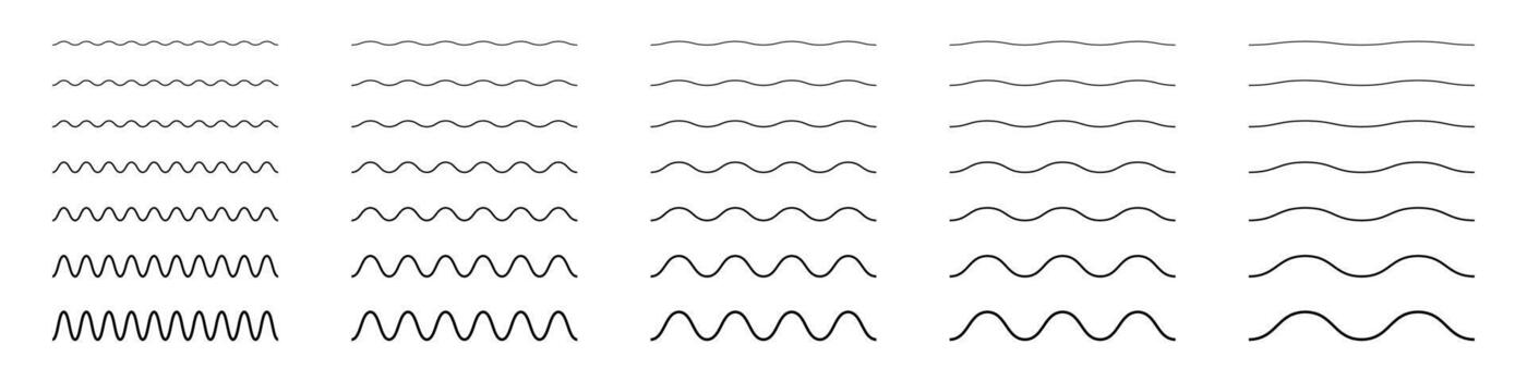 Collection of curved line patterns for design and decoration projects vector