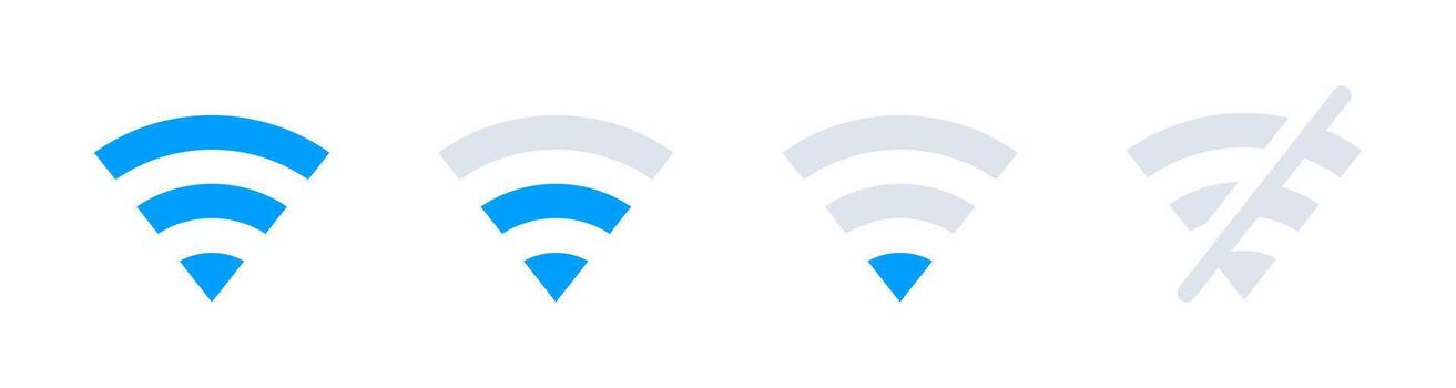 Wifi signal strength icons for connectivity and network status design vector