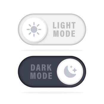 Light and dark mode toggle switches for user interface design vector