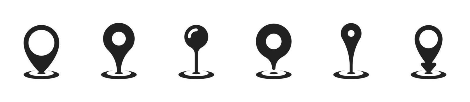 Set of map pin icons for navigation and location marking design projects vector