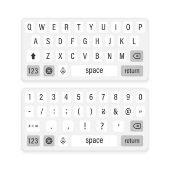 Minimalist digital keyboard layout for mobile devices and technology interfaces vector