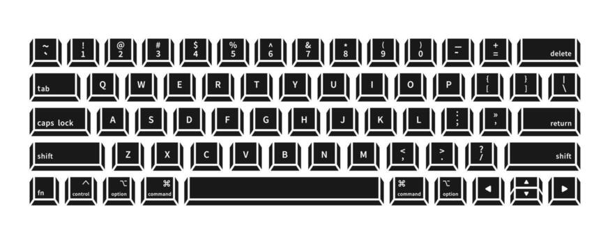 Black computer keyboard on white background for tech and design projects vector