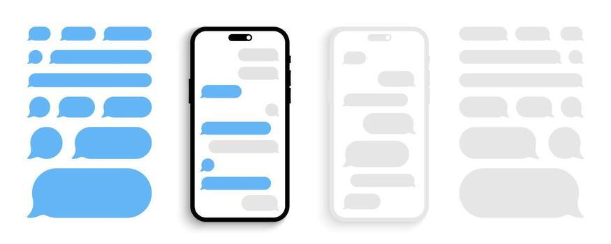 Smartphone messaging interface with blue chat bubbles for app design vector