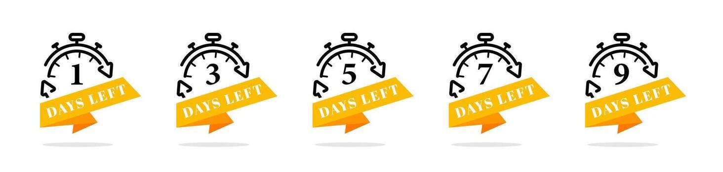 Countdown timer banners with odd number days for event promotion vector